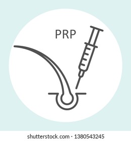 Platelet Rich Plasma Icon, Prp Therapy, Stop Hair Loss Icon - Syringe And Hair