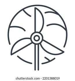 Platen earth and wind power generator, vector isolated icon. Alternative energy source and environmental conservation.