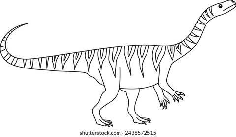 Plateosaurus coloring page. Cute flat dinosaur isolated on white background