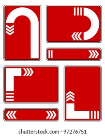 Plates with arrows on a white background. White arrows on a red background. EPS-8.