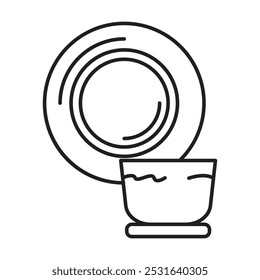 Plates and bowls icon vector on white background