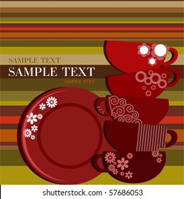 plates with cups on a colored background