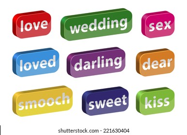 Plates with different inscriptions. Love theme