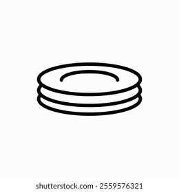 Plates, dishes line icon, linear vector flat illustration on white background