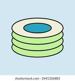 Plates, dishes vector color icon. Kitchen appliance. Graph symbol for cooking web site design, logo, app, UI