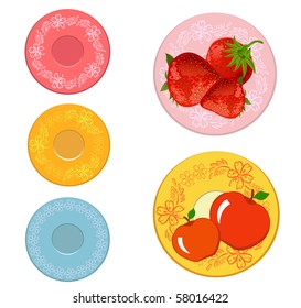 plates with fruits