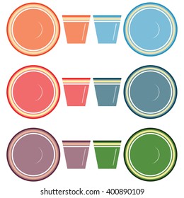 Plates and glasses vector set on the white background