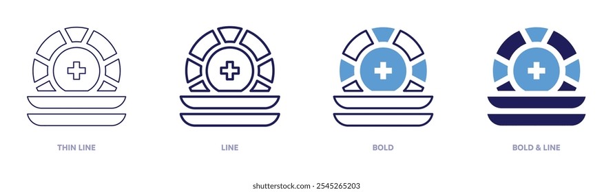 Plates icon in 4 different styles. Thin Line, Line, Bold, and Bold Line. Duotone style. Editable stroke.