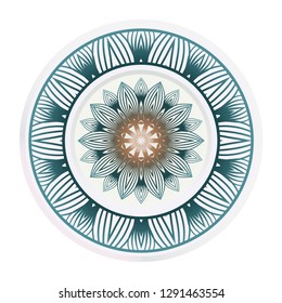 Plates for interior design. Porcelain plate with mandala ornament. Vector illustration. Isolated. Round geometric floral pattern. Interior decoration, home decor element.
