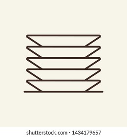 Plates line icon. Dishware, stack, table ware. Cooking concept. Vector illustration can be used for topics like kitchen, dish washing, kitchenware