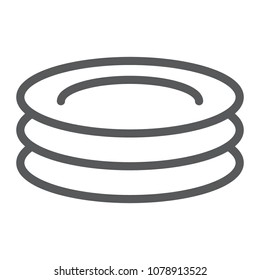 Plates line icon, kitchen and cooking, dishes sign vector graphics, a linear pattern on a white background, eps 10.