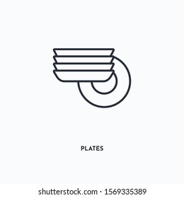 plates outline icon. Simple linear element illustration. Isolated line plates icon on white background. Thin stroke sign can be used for web, mobile and UI.