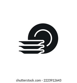 Plates simple glyph icon. Vector solid isolated black illustration.