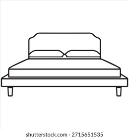 Ilustración de la cama de la plataforma Vector línea de arte para colorear