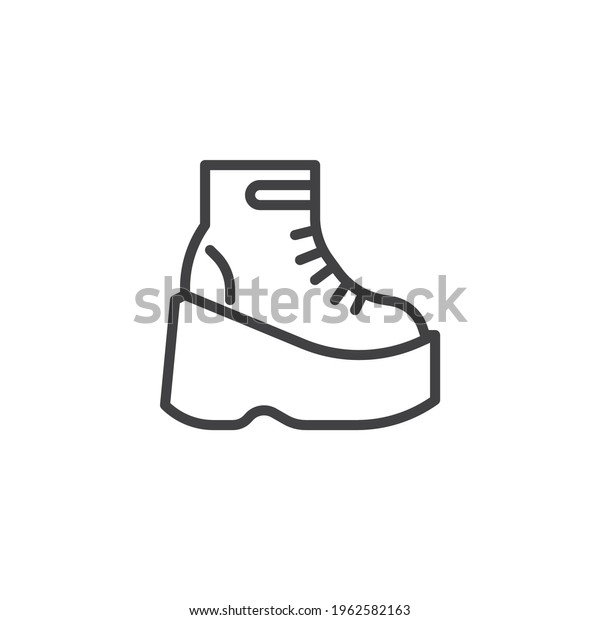 Platform boots line icon.\
linear style sign for mobile concept and web design. Women boot\
shoes outline vector icon. Symbol, logo illustration. Vector\
graphics