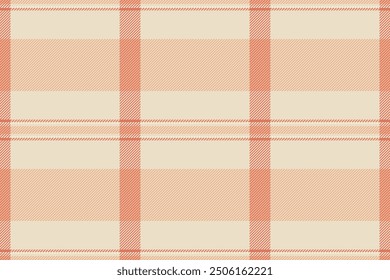 Platform check fabric vector, famous tartan texture background. Flowing plaid pattern textile seamless in light and orange colors palette.