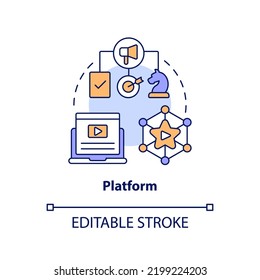 Platform Concept Icon. Online Service. Creator Economy Stakeholder Abstract Idea Thin Line Illustration. Isolated Outline Drawing. Editable Stroke. Arial, Myriad Pro-Bold Fonts Used