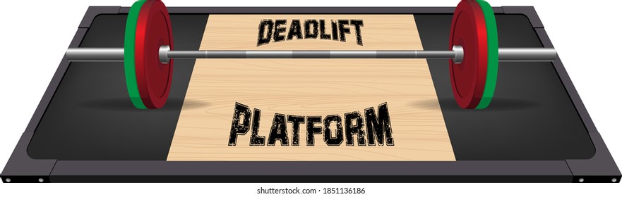 Platform for deadlift or weight lifting with barbell for workouts and exercise 