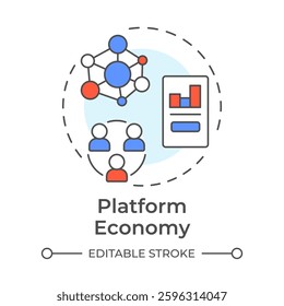 Platform economy multi color concept icon. Digital services of exchange. Core element of sharing system. Round shape line illustration. Abstract idea. Graphic design. Easy to use in presentation
