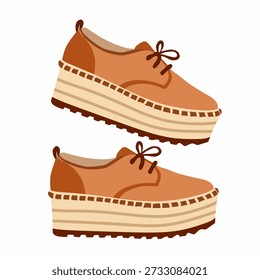Platform espadrilles in flat vector style for casual and summer fashion. Great for lifestyle illustrations and trendy footwear collections.