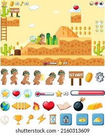 Platform game background template with items illustration