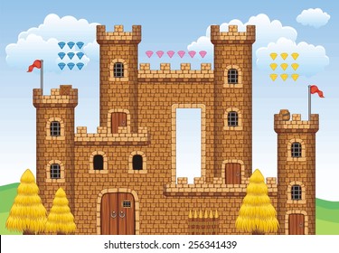 platform game tile set - A set of vector game asset, contains ground tiles  and several items / objects / decorations, used for creating mobile games