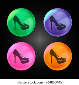 Platform High Heels crystal ball design icon in green - blue - pink and orange.