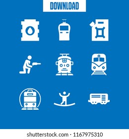 platform icon. 9 platform vector set. train wagon, drill, train icon and oil icons for web and design about platform theme