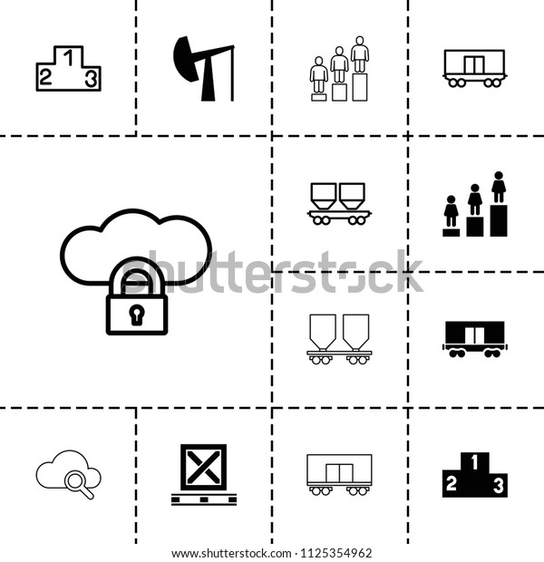 Platform icon.\
collection of 13 platform filled and outline icons such as ranking,\
cargo wagon, oil derrick, cloud protection. editable platform icons\
for web and mobile.