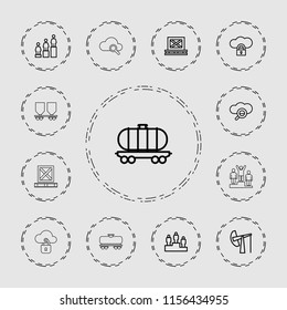 Platform icon. collection of 13 platform outline icons such as ranking, cargo on palette, cargo wagon, search cloud. editable platform icons for web and mobile.