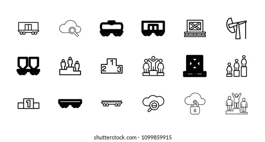 Platform icon. collection of 18 platform outline icons such as ranking, cargo on palette, cargo wagon, search cloud, oil derrick. editable platform icons for web and mobile.