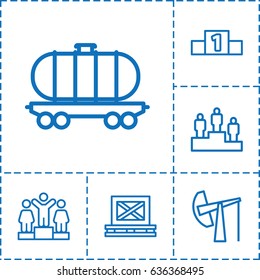 Platform icon. set of 6 platform outline icons such as ranking, cargo on palette, cargo wagon