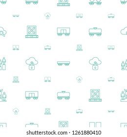 platform icons pattern seamless white background. Included editable line cargo wagon, cargo on palette, cloud protection, ranking, search cloud icons. platform icons for web and mobile.