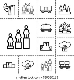 Platform icons. set of 13 editable outline platform icons such as ranking, cargo wagon, search cloud, cloud protection