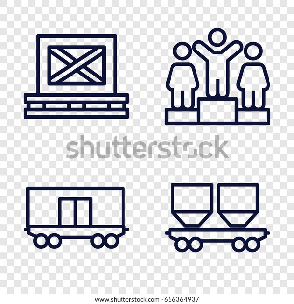 Platform icons set. set of 4 platform outline\
icons such as ranking, cargo on\
palette