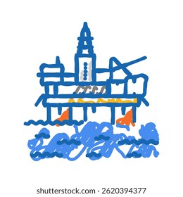 platform oil industry doodle icon sketch vector. platform oil industry sign. isolated symbol illustration