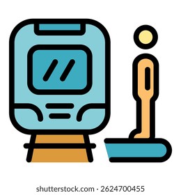 Platform passenger icon. Outline platform passenger vector icon thin line color flat on white