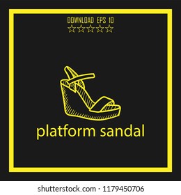 platform sandal sketch vector icon