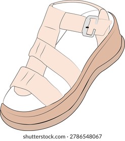 Platform sandals. Summer look. Open toe women's shoes with a high, stable platform and straps for a comfortable fit.