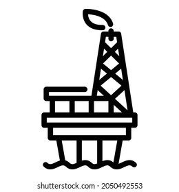 Icono de plataforma de la plataforma de perforación marítima. Icono del vector de la plataforma de esquema de perforación marina para diseño web aislado en fondo blanco