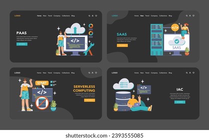 Platform as a Service concept. Detailed visualization of PaaS framework, featuring serverless computing and scalability. Exploring cloud technology, integration and management. vector illustration