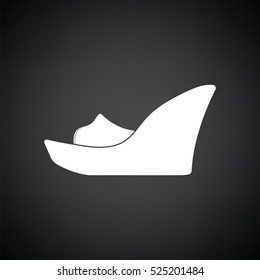Platform shoe icon. Black background with white. Vector illustration.