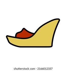 Platform Shoe Icon. Editable Bold Outline With Color Fill Design. Vector Illustration.