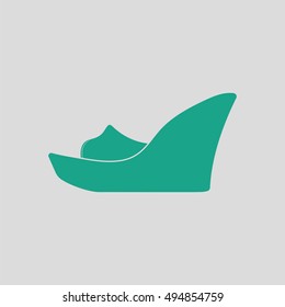 Platform shoe icon. Gray background with green. Vector illustration.