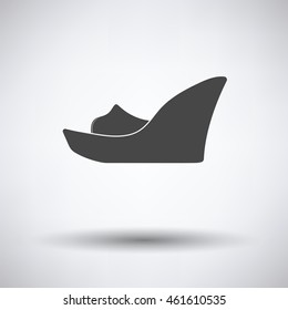 Platform shoe icon on gray background with round shadow. Vector illustration.