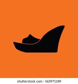 Platform shoe icon. Orange background with black. Vector illustration.