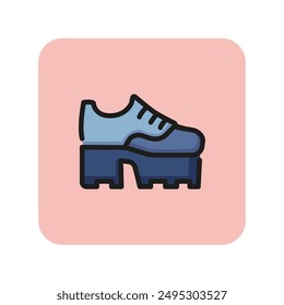 Platform shoe line icon. Shoelaces, leather, ankle. Footwear concept. Can be used for topics like shoe store, fashion, trend