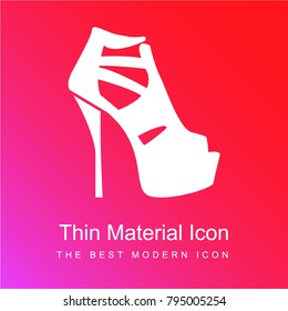 Platform shoes with thin heels red and pink gradient material white icon minimal design