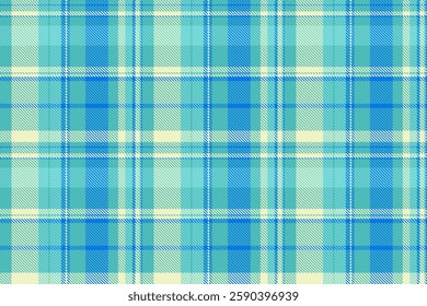 Platform textile background texture, apartment fabric vector tartan. Finish plaid check pattern seamless in teal and light colors palette.