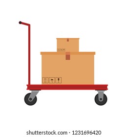 Platform Trolley. Box on cart. Cart cartoon vector. free space for text. wallpaper. copy space.